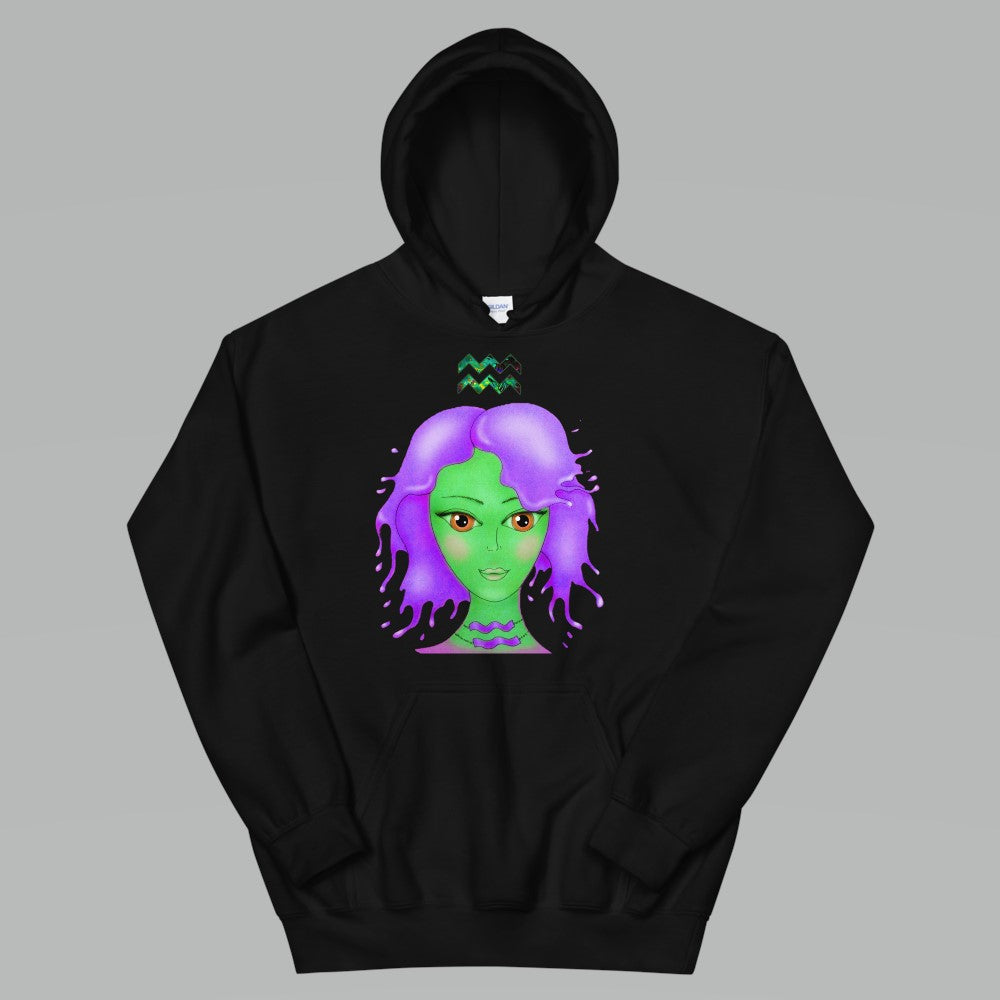 Athletic Casualwear Hoodie for Women- Aquarius Sun Sign. WickedYo.